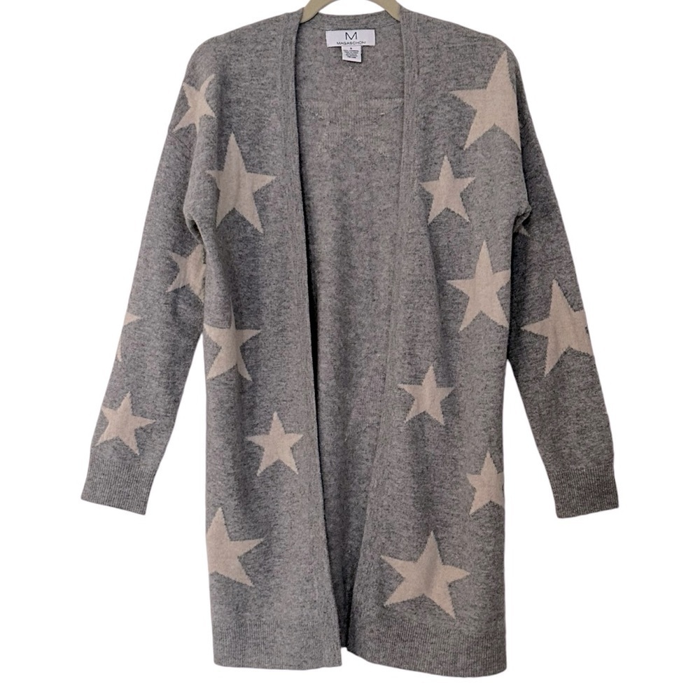 Magaschoni Cashmere Star Cardigan Long Open Front Duster Small - Picture 5 of 15